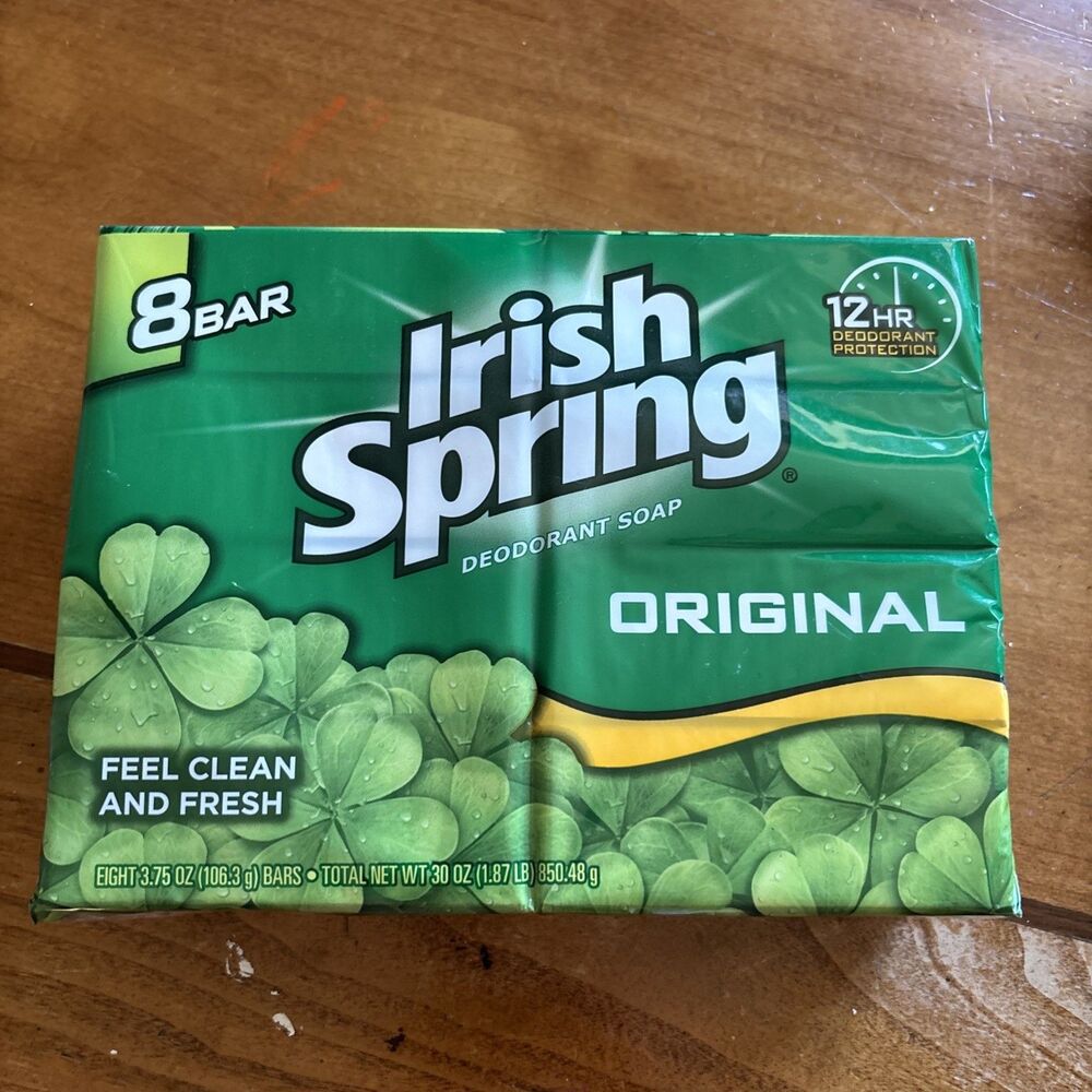 Irish Spring Original Bar Soap 8 Pack 3.75oz Bars Sealed Old Stock No Flaxseed